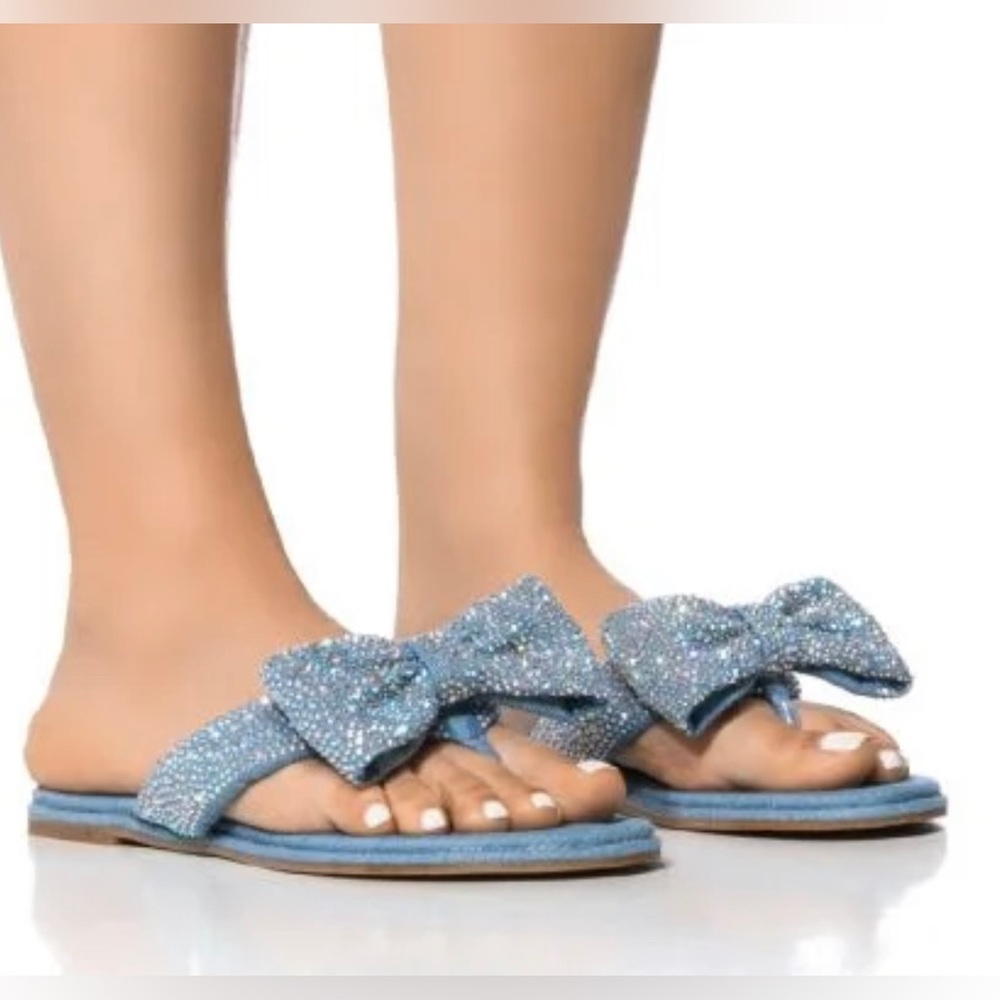 NWOT  🩴🥿Azalea Denim Embellished Sandal - Picture 3 of 3